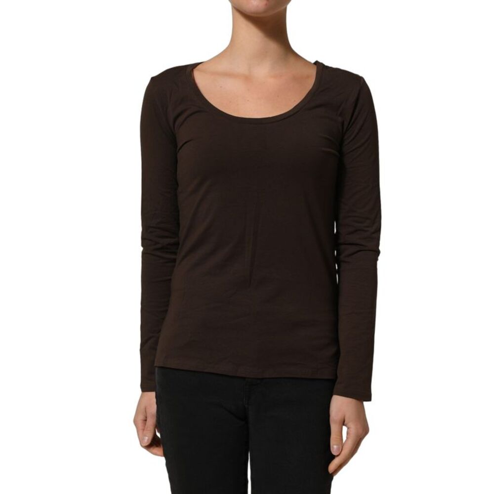 Alpha Massimo Rebecchi Brown Long Sleeves Round Neck Women's Top